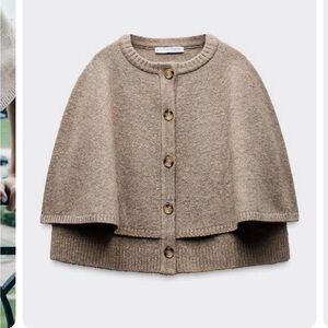 Hollis Row Knit Cape Jacket in Tan